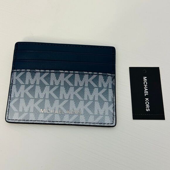Michael Kors Cooper Ombré Logo Tall Card Case Navy - Picture 1 of 3